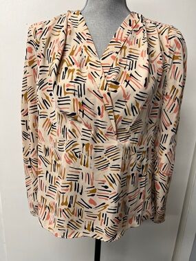 CAbi Cream Abstract-Print Blouse